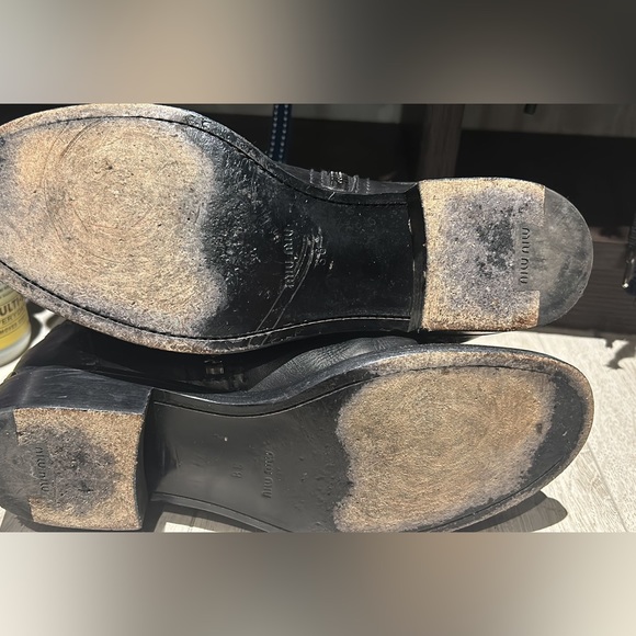 MIU MIU LEATHER MOTO BOOTS - Picture 3 of 4